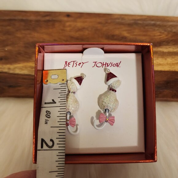 Betsy Johnson Christmas Cat Earrings- NIB - Picture 2 of 4